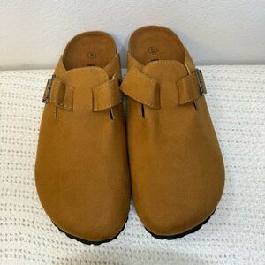 New.Unisex Suede Clog Mules - Cork Footbed With Arch Support & Adjustable Buckle